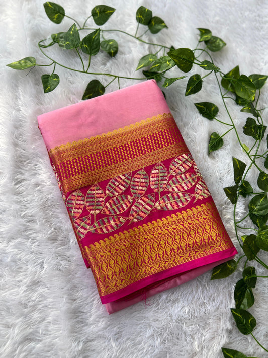 Mysore crape leef embroidery