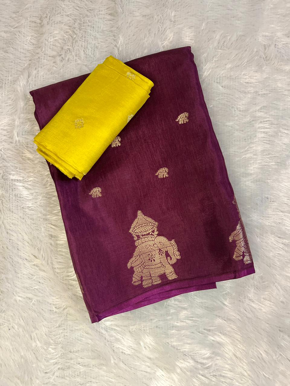 Elephant Butta Tussar silk