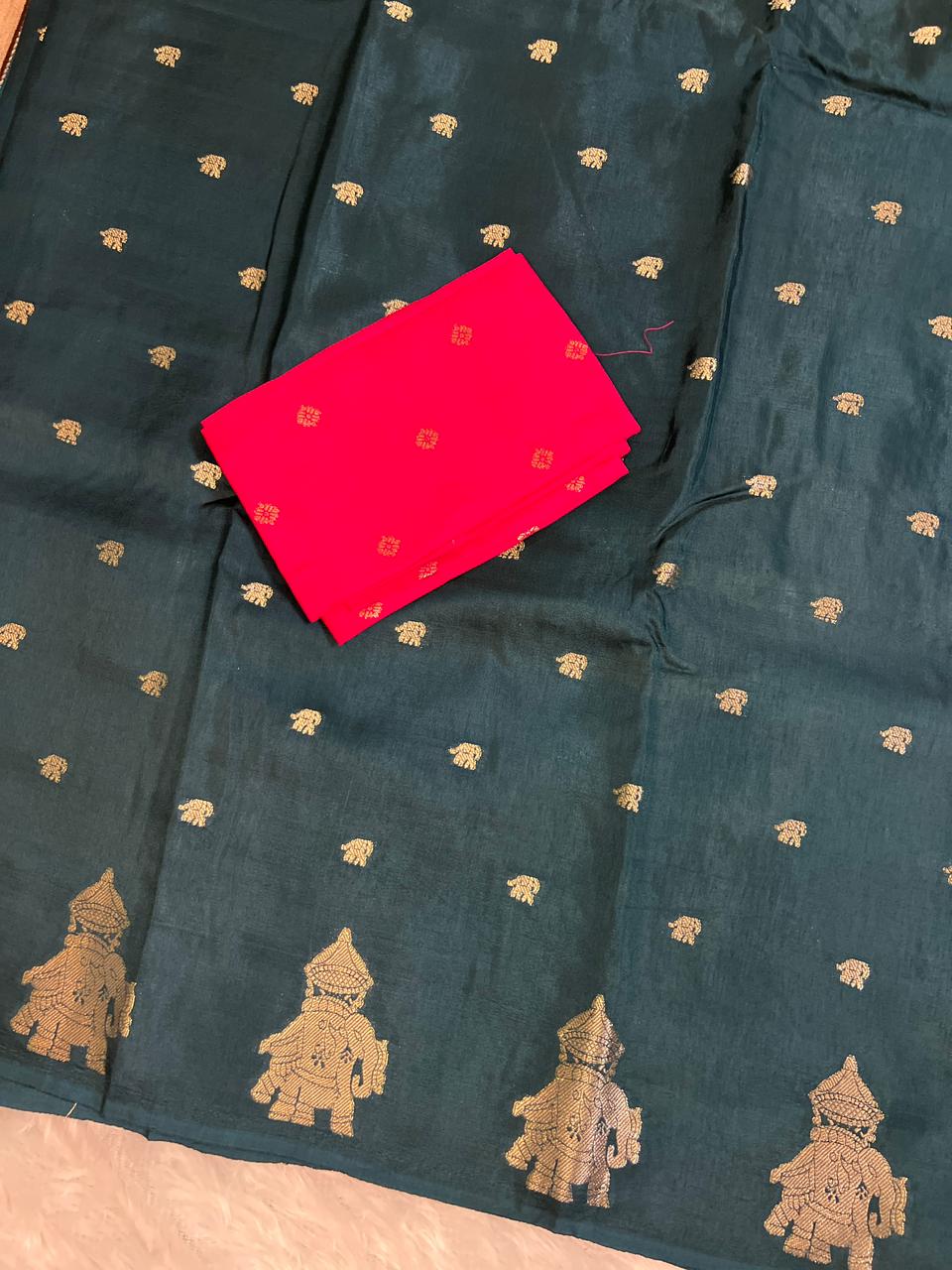 Elephant butta tussar silk