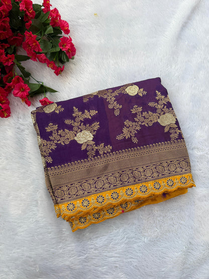 Banarasi georgette with lace border