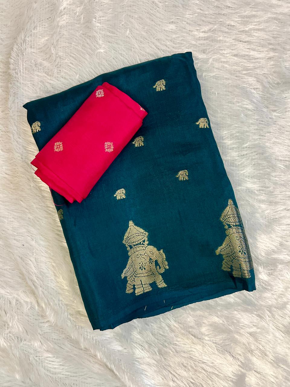 Elephant butta tussar silk