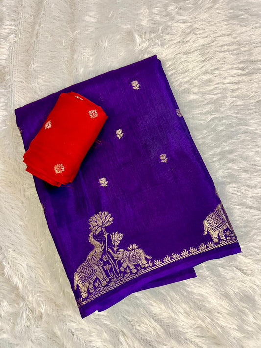 Elephant Butta tussar silk