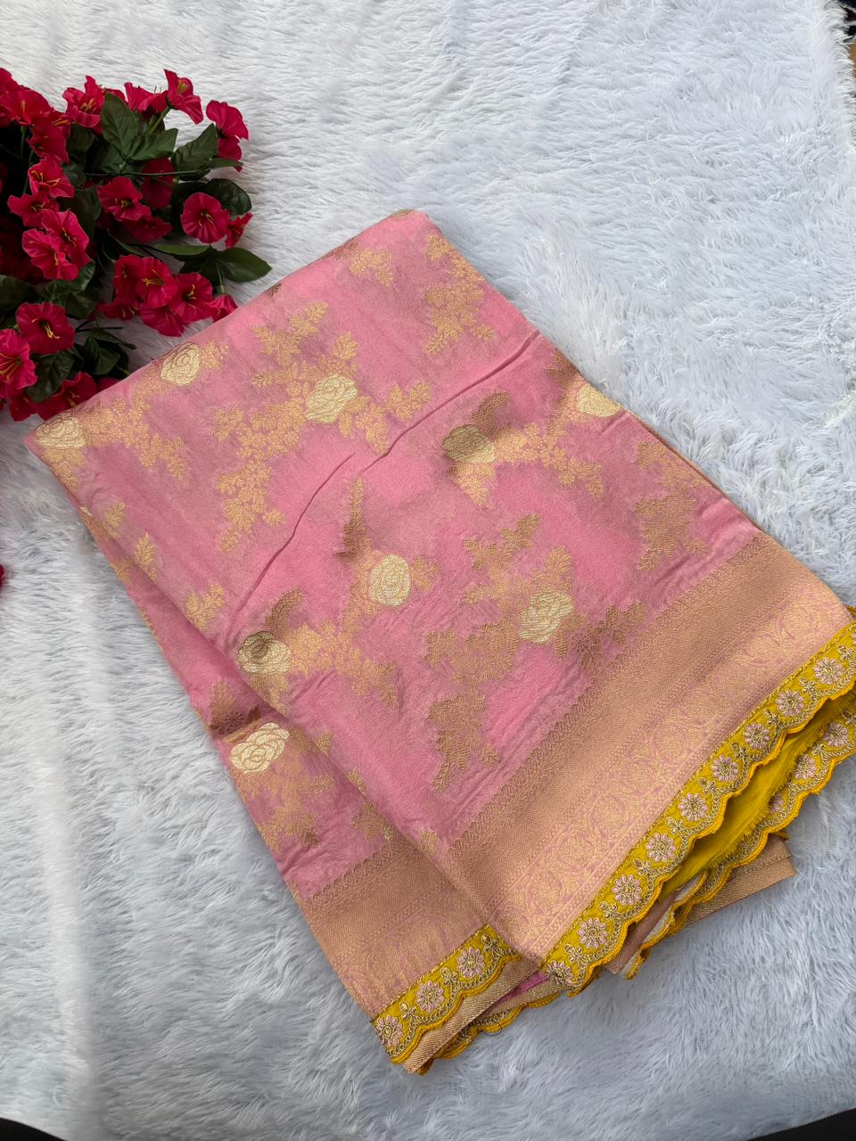 Banarasi georgette with lace border