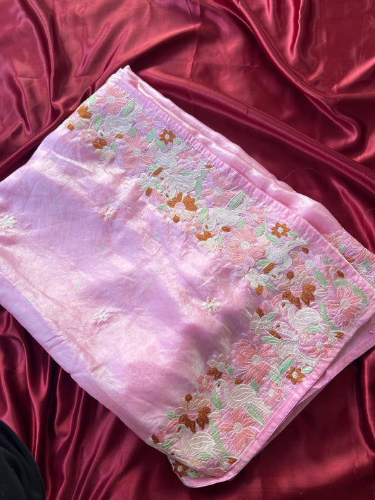 Organza embroidery saree