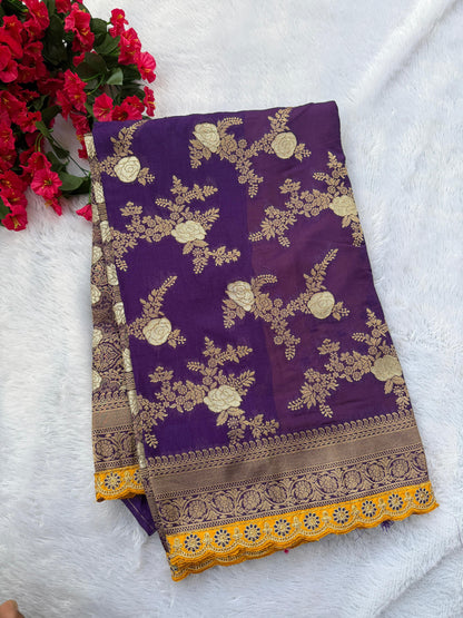 Banarasi georgette with lace border