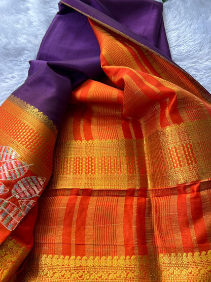 Mysore crape leef embroidery