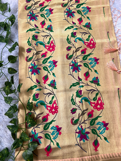 Semi Kanchi soft silk Paithani pattern