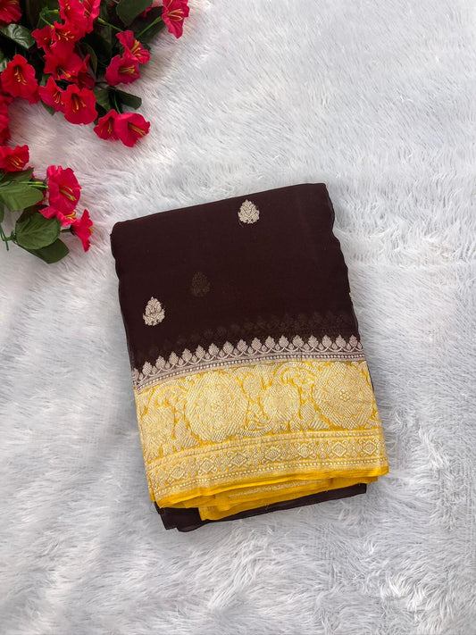 Pure silver  banarasi chiffon